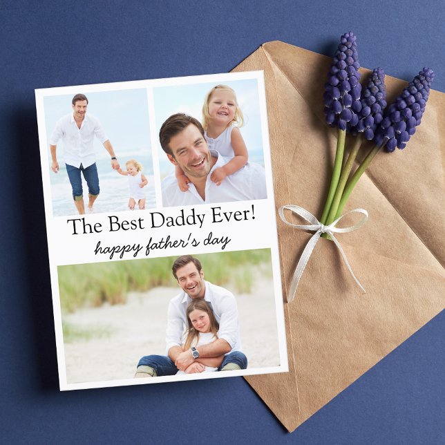 lycklig fars dag, 3 foton kollage modern enkel helg vykort (Skapare uppladdad)