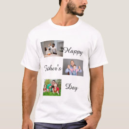 Lycklig Fars dag 3 Photo Collage personlig T Shirt
