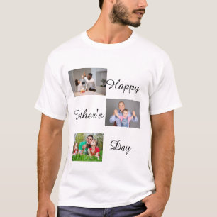 Lycklig Fars dag 3 Photo Collage personlig T Shirt