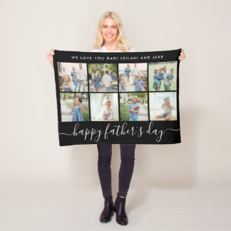 Lycklig Fars dag 8 Photo Collage Elegant Black Fleecefilt