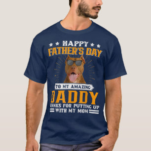 Lycklig Fars dag amerikanska pit Bull Dog Pappa-gå T Shirt