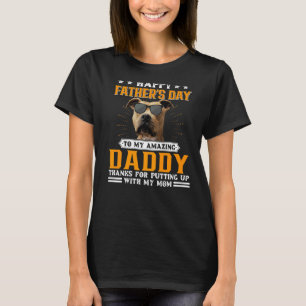 Lycklig Fars dag Amstaff Hund Pappa För manar T Shirt