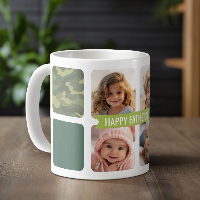 Lycklig Fars dag Anpassningsbar 4 Photo Collage Ca Kaffemugg (Custom Photo Mug)