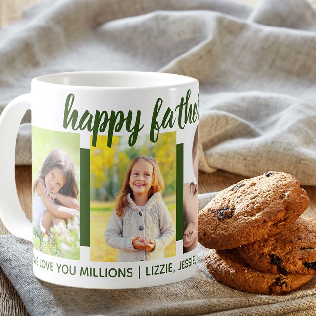 Lycklig Fars dag Anpassningsbar Hälsning 4 FotoGrö Kaffemugg (Skapare uppladdad)