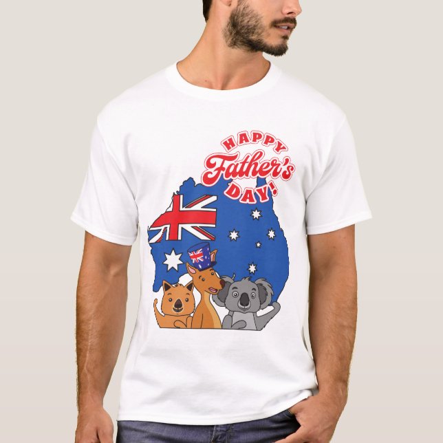 Lycklig Fars dag Australien T Shirt (Framsida)