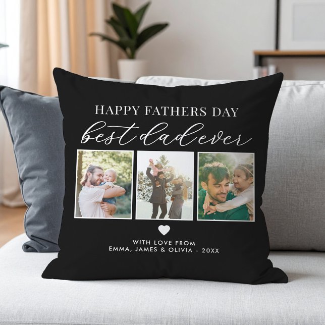 Lycklig Fars dag Bästa Pappa någonsin, 3 fotokolla Kudde (Skapare uppladdad)