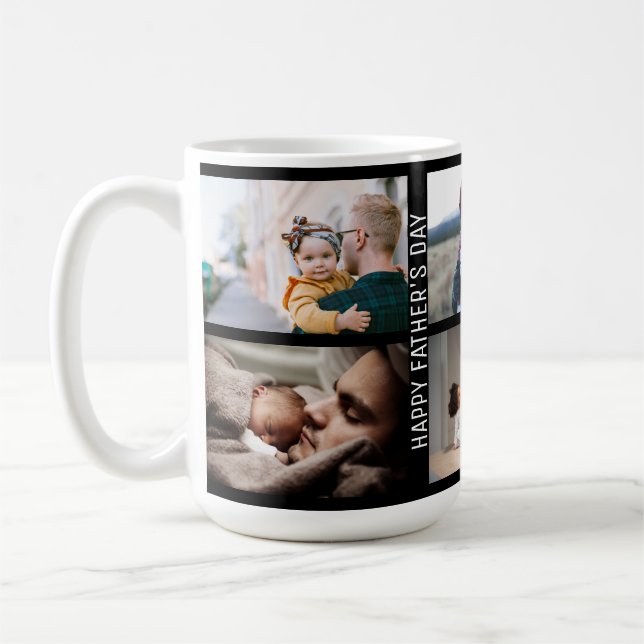 Lycklig Fars dag, bästa pappa någonsin, 6 fotokoll Kaffemugg (Vänster)