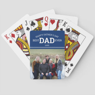 Lycklig Fars dag, bästa Pappa någonsin, fotoblått Casinokort