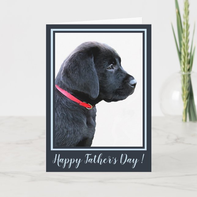 Lycklig Fars dag - Black Labrador Cute Puppy Hund Kort (Framsida)