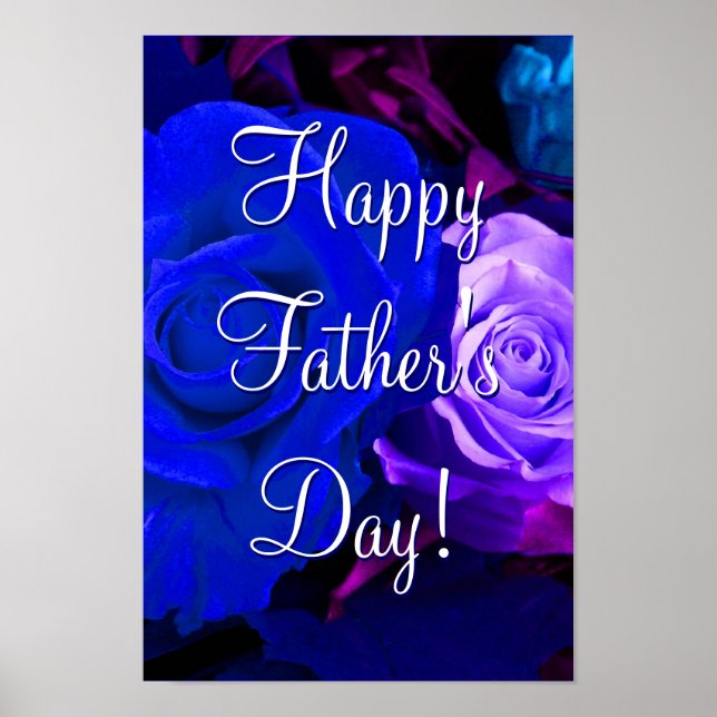 Lycklig Fars dag Blue Lila Ro Poster (Framsidan)