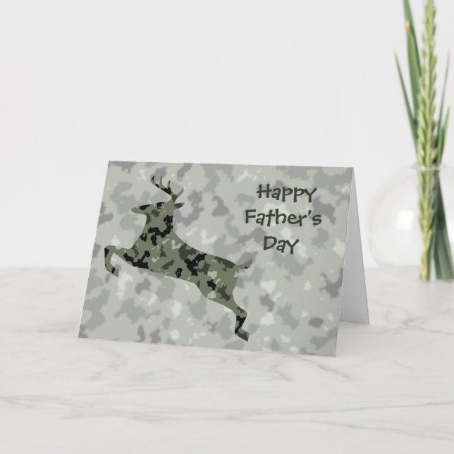 Lycklig Fars dag Camo Hjort Kort (Framsida)