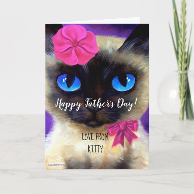 Lycklig Fars dag Cat Pappa Painting Whimsical Funn Kort (Framsida)