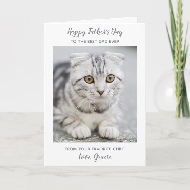 Lycklig Fars dag Cat Pappa Personlig Pet Photo Helgkort (Framsida)