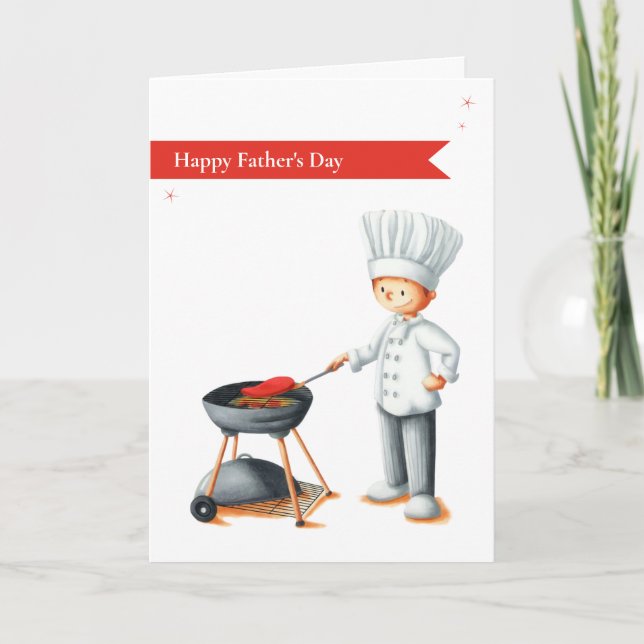 Lycklig Fars dag Cook gör ett Barbecue-kort Kort (Framsida)