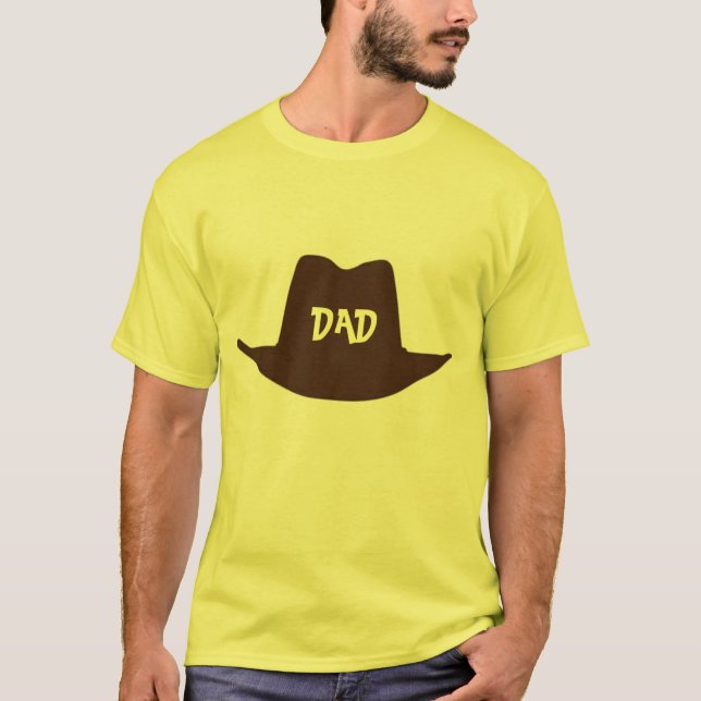 Lycklig Fars dag Cowboy Pappa T Shirt (Framsida)