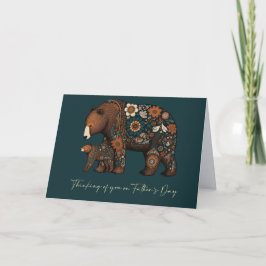 Lycklig Fars dag Cute Bears Folk Art Kort