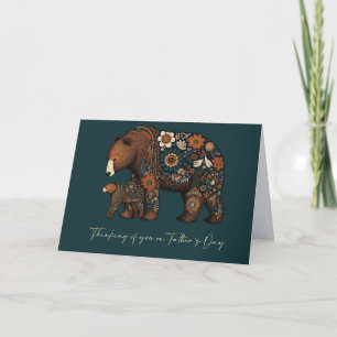 Lycklig Fars dag Cute Bears Folk Art Kort