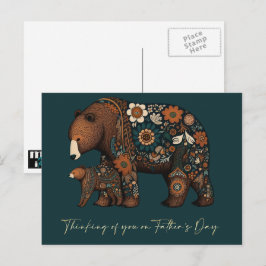 Lycklig Fars dag Cute Bears Folk Art Vykort