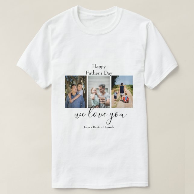 Lycklig Fars dag-Cute Photo Collage T-Shirt (Design framsida)