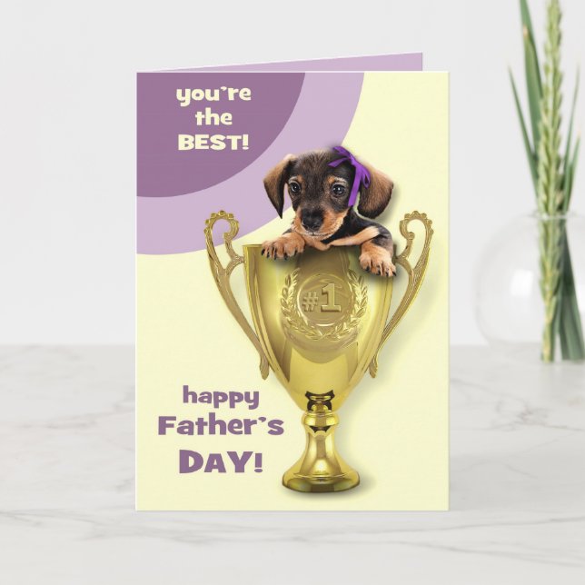 Lycklig Fars dag. Cute Puppy Card Kort (Framsida)
