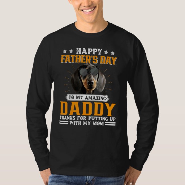 Lycklig Fars dag Dachshund Hund För manar T Shirt (Framsida)