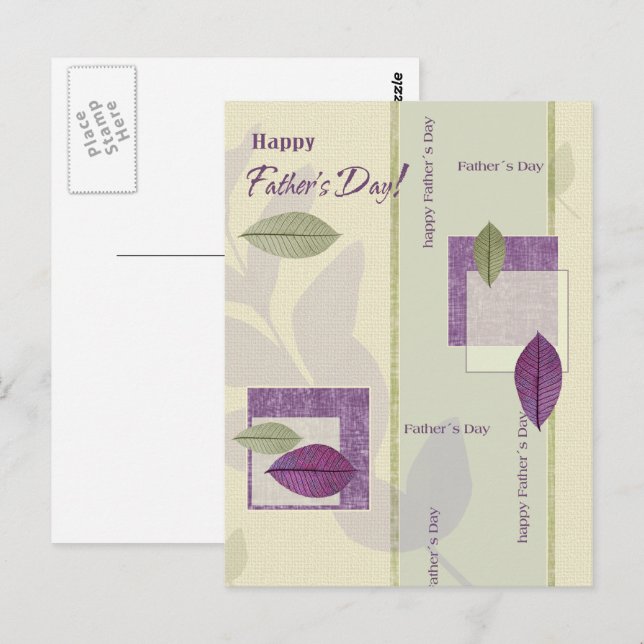 Lycklig Fars dag. Elegant Löv design Vykort (Fram/baksida)