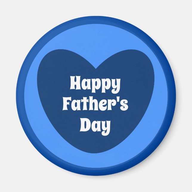 Lycklig Fars dag enkelt Cute Navy Blue Heart Magnet (Framsidan)