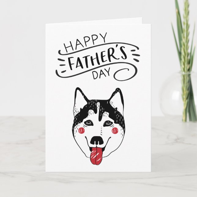 Lycklig fars dag för Husky för hundpappa | Kort (Framsida)