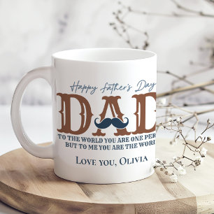 Lycklig Fars dag "För mig är du världen" Kaffemugg