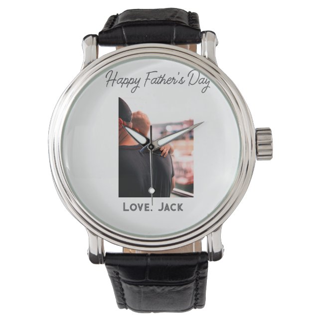 Lycklig fars dag fotomodern kärlek enkel far armbandsur (Framsida)