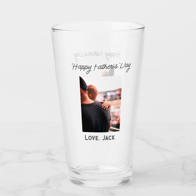 Lycklig fars dag fotomodern kärlek enkel far glaskopp (Framsida)