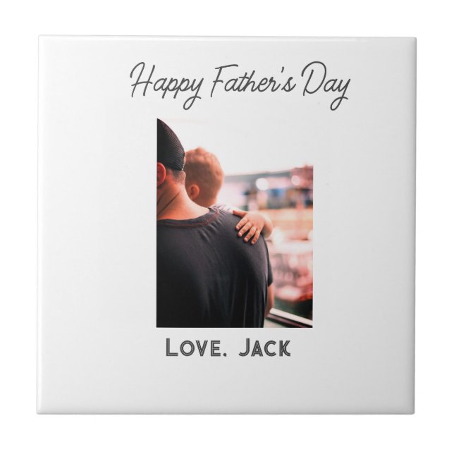 Lycklig fars dag fotomodern kärlek enkel far kakelplatta (Framsidan)