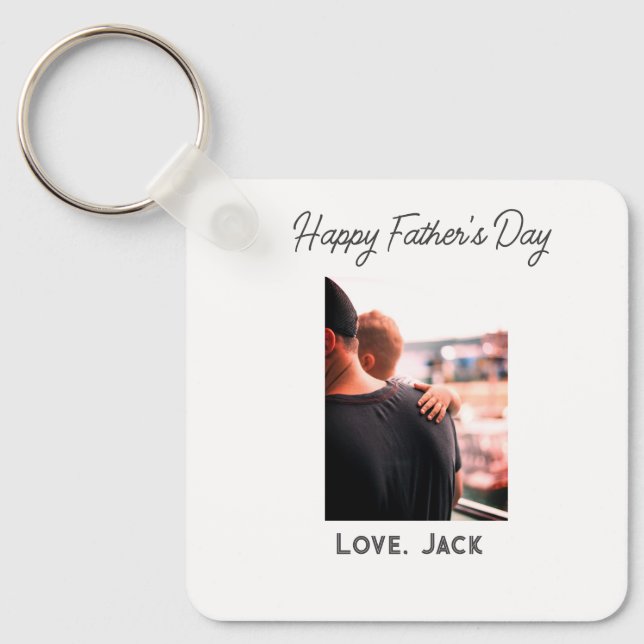 Lycklig fars dag fotomodern kärlek enkel far nyckelring (Framsida)