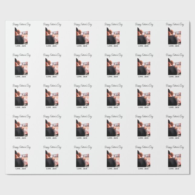Lycklig fars dag fotomodern kärlek enkel far presentpapper (Platt)