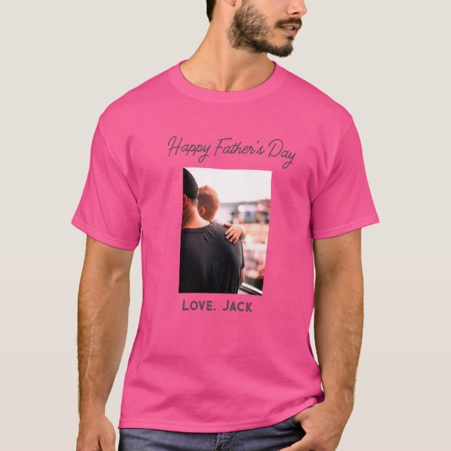 Lycklig fars dag fotomodern kärlek enkel far t shirt (Framsida)
