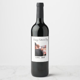 Lycklig fars dag fotomodern kärlek enkel far vinflaska etikett