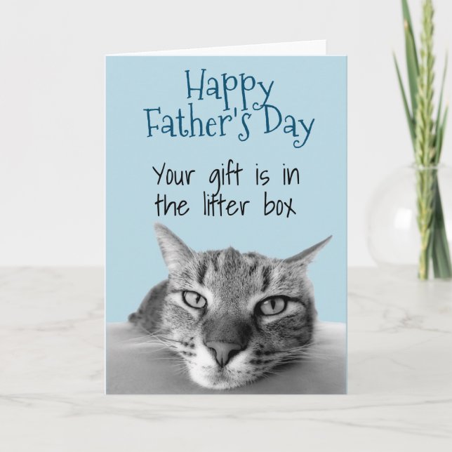 Lycklig Fars dag från kattgåva finns i Litterbox Kort (Framsida)