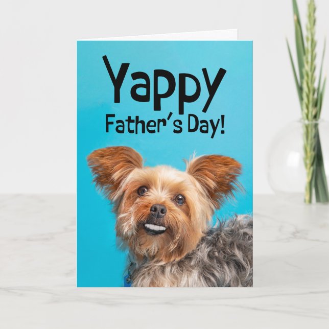 Lycklig Fars dag från Pet Yorkie Dog Humor Helgkort (Framsida)