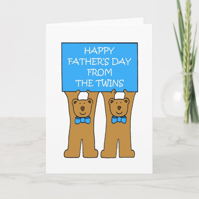 Lycklig Fars dag från Twillingarna, Cute Bears. Kort (Framsida)