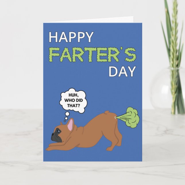 Lycklig Fars dag Fransk Bulldog Farter Joke Card Kort (Framsida)