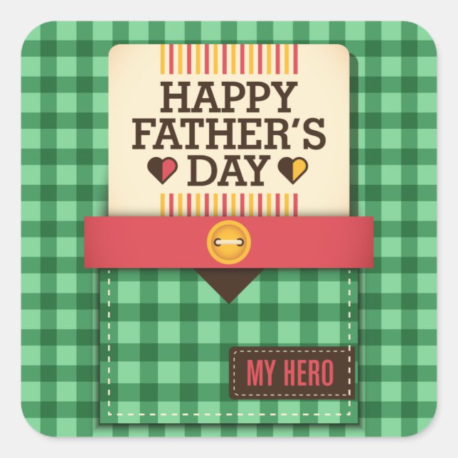 Lycklig Fars dag Fyrkantigt Klistermärke (Framsida)