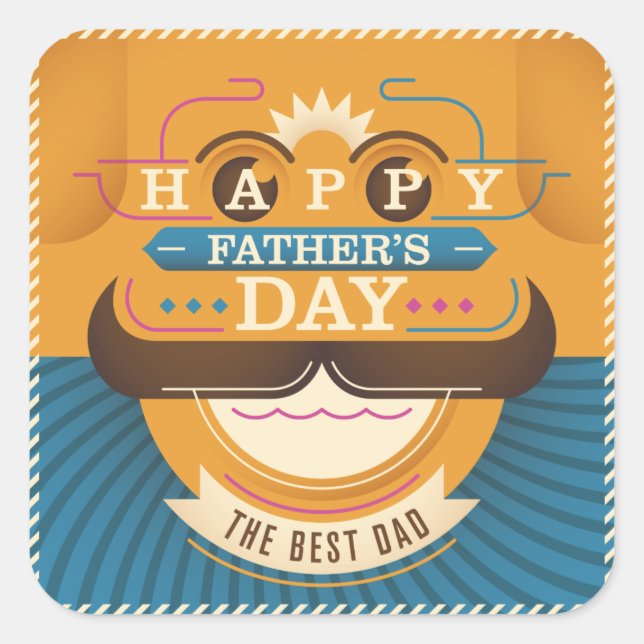 Lycklig Fars dag Fyrkantigt Klistermärke (Framsida)