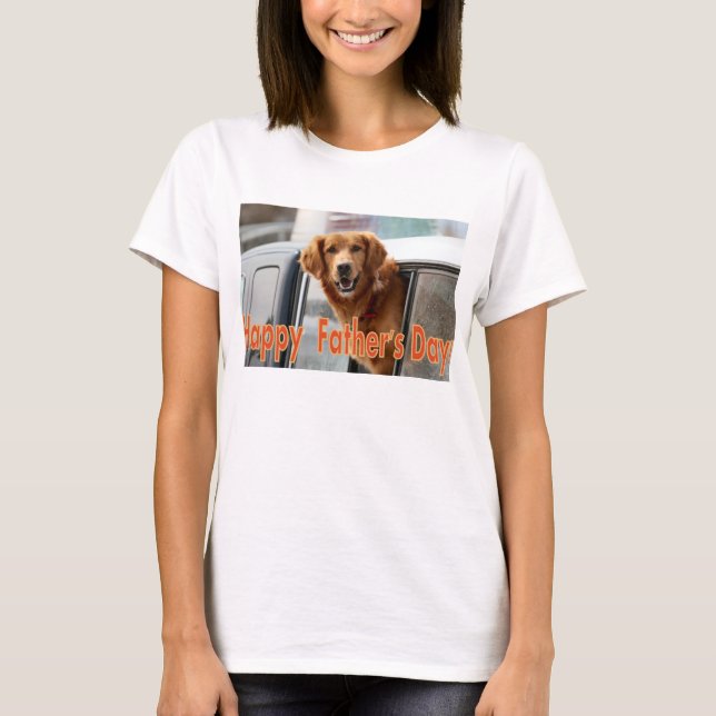 Lycklig Fars dag Golden Retriever Tee Shirt (Framsida)