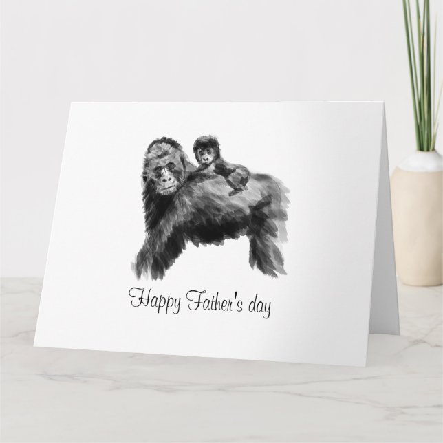 Lycklig Fars dag gorilla med baby Kort (Framsida)