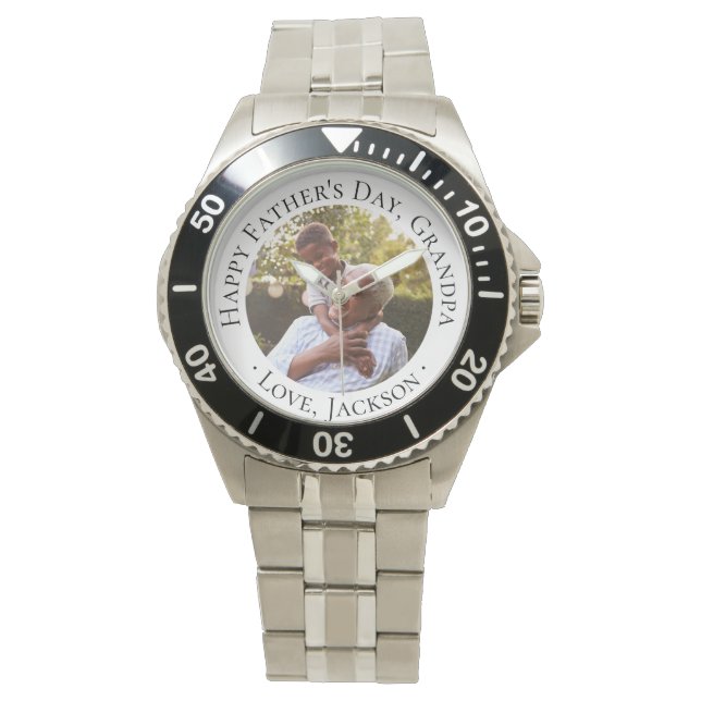 Lycklig Fars dag Grandpa Anpassningsbar Photo Gift Armbandsur (Framsida)