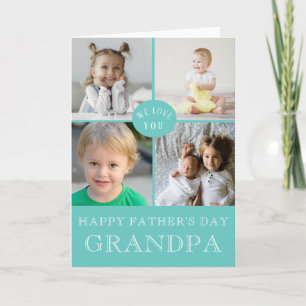 Lycklig Fars dag Grandpa Aqua Photo Collage Kort