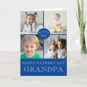 Lycklig Fars dag Grandpa Blue Photo Collage Kort