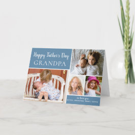 Lycklig Fars dag Grandpa Photo Collage Blue Card Kort