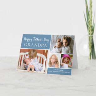 Lycklig Fars dag Grandpa Photo Collage Blue Card Kort