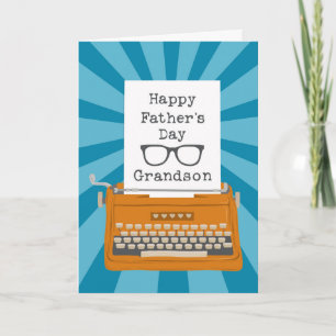 Lycklig Fars dag Grandson with Typewriter Kort